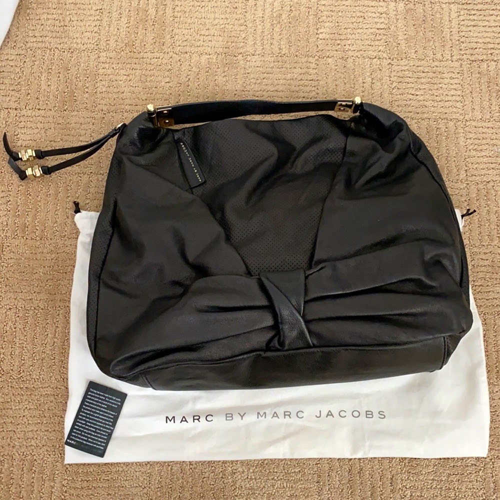 Marc by Marc jacobs perforated black leather hobo